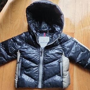Like new! Baby Moncler, navy blue with red, white and gray accents 9/12m